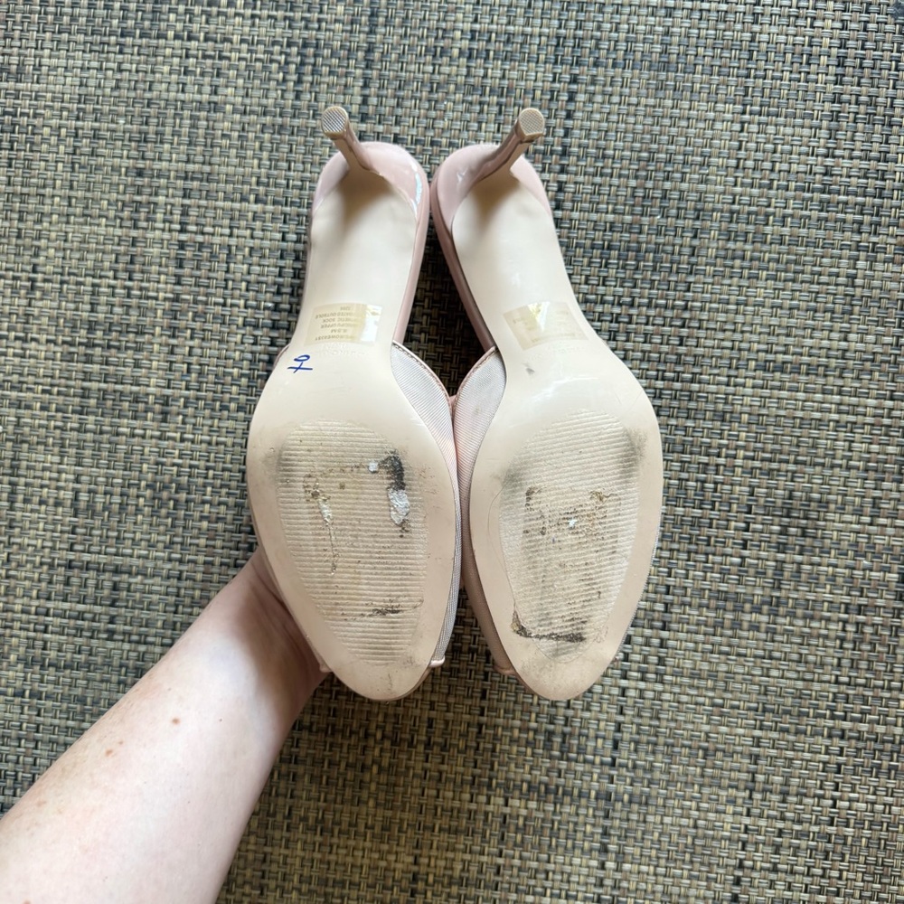 NEW Steve Madden Rowe Peep Toe Sandal size 8.5 nude kitten heels - Picture 5 of 7